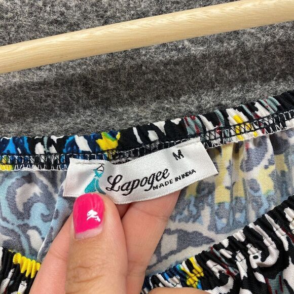 5/$45 Lapogee Dress Women M Medium Blue Geometric Shift Short 3/4 Sleeve - Picture 5 of 9